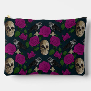 Donkergotisch Grungy Roos Vines Raven Skull roze Etui