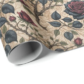 Donkergotisch Roos ontkoppelingspatroon Cadeaupapier (Rol Hoek)