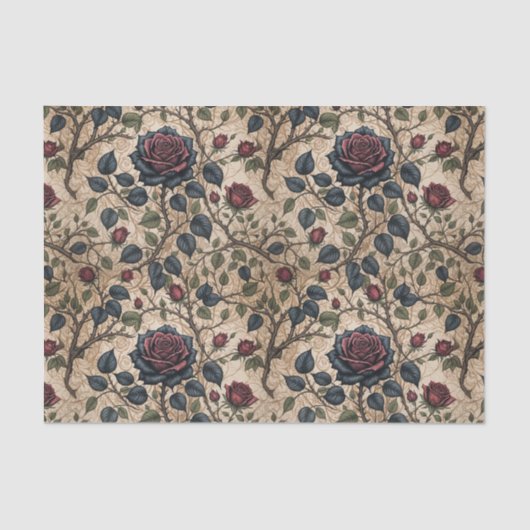 Donkergotisch Roos ontkoppelingspatroon Tissuepapier (Voorkant)