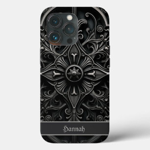 Donkergotisch zwart & grijs filigraan medaillon Case-Mate iPhone case