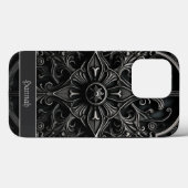 Donkergotisch zwart & grijs filigraan medaillon Case-Mate iPhone case (Achterkant (horizontaal))