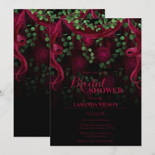 Donkergotische bloemenfuchsia zwart Vrijgezellenfe Kaart (Voorkant / Achterkant)