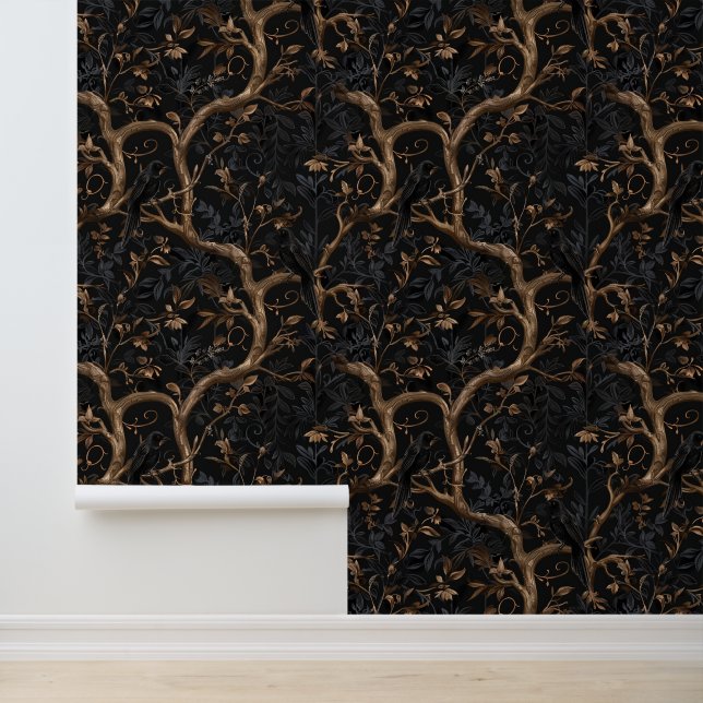 Donkergotische  boom Mystic Vines Botanical Behang (Applicatie)
