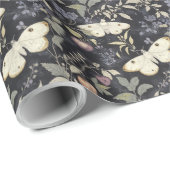  donkergotische botanische mot Halloween Cadeaupapier (Rol Hoek)