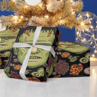 Donkergotische Frankenstein esthetiek voor Hallowe Cadeaupapier