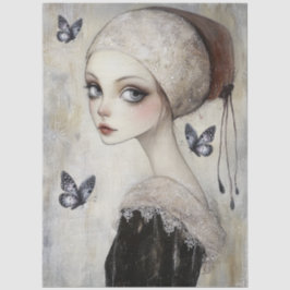 Donkergotische Grunge Girl Decoupage Tissuepapier