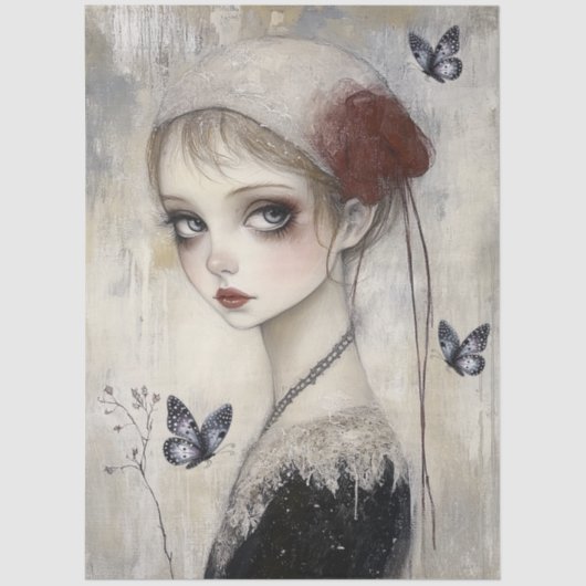 Donkergotische Grunge Girl Decoupage Tissuepapier (Voorkant)