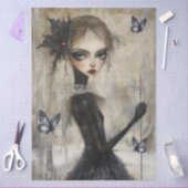 Donkergotische Grunge Girl Decoupage Tissuepapier (Craft)