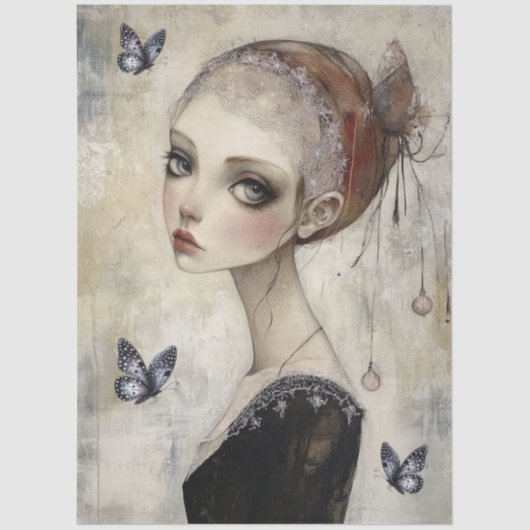 Donkergotische Grunge Girl Decoupage Tissuepapier (Voorkant)