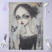Donkergotische Grunge Girl Decoupage Tissuepapier (Craft)