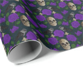 Donkergotische grungy Roos wijnstokken raaf schede Cadeaupapier (Rol Hoek)