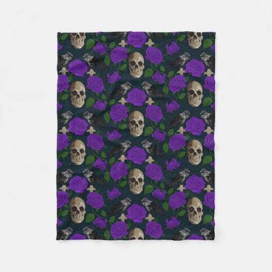 Donkergotische grungy Roos wijnstokken raaf schede Fleece Deken (Voorkant)
