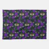 Donkergotische grungy Roos wijnstokken raaf schede Theedoek (Horizontaal)