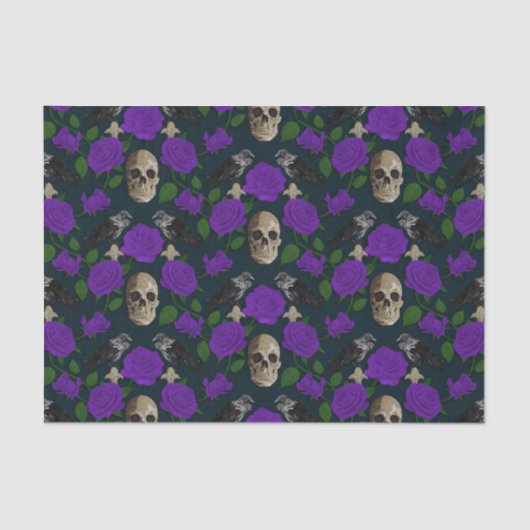 Donkergotische grungy Roos wijnstokken raaf schede Tissuepapier (Voorkant)