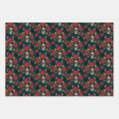 Donkergotische grungy Roos wijnstokken Raven Skull Inpakpapier Vel (Voorkant)