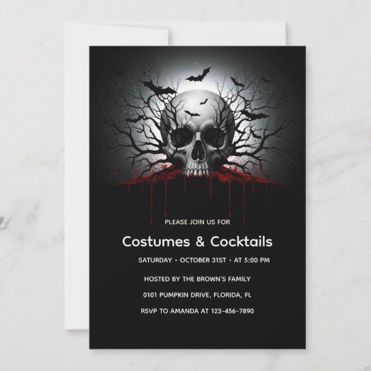 Donkergotische Halloween Invitation Kaart | Schede (Voorkant)