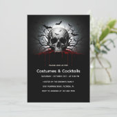 Donkergotische Halloween Invitation Kaart | Schede (Staand voorkant)