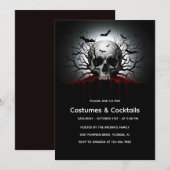 Donkergotische Halloween Invitation Kaart | Schede (Voorkant / Achterkant)