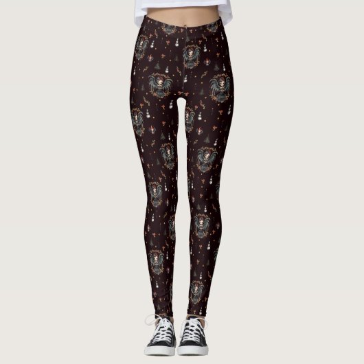Donkergotische kerstengel leggings (Voorkant)