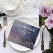 Donkergotische Paarse Lavendel Bloemen QR Code Fot All In One Uitnodiging