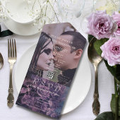 Donkergotische Paarse Lavendel Bloemen QR Code Fot All In One Uitnodiging