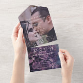 Donkergotische Paarse Lavendel Bloemen QR Code Fot All In One Uitnodiging (Afscheurbaar)