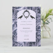 Donkergotische Paarse & Lavendel Damask Invit Kaart (Staand voorkant)