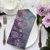 Donkergotische Paarse Lavendel Roos QR-code All In One Uitnodiging