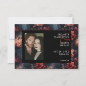 Donkergotische  Rood Roze Bloemen Fotobruiloft Save The Date (Achterkant)