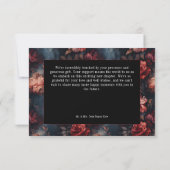 Donkergotische  Rood & Roze Bloemen Huwelijk Bedankkaart (Achterkant)