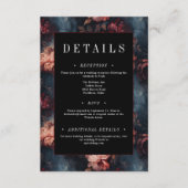 Donkergotische  Rood & Roze Bloemen Huwelijk Informatiekaartje (Voorkant)