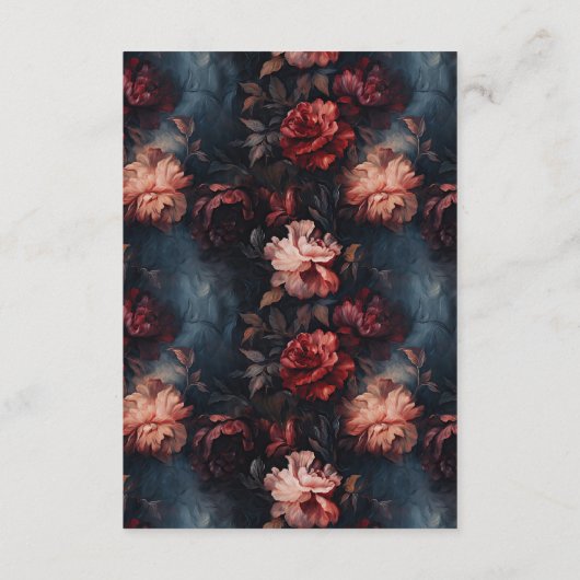 Donkergotische  Rood & Roze Bloemen Huwelijk Informatiekaartje (Achterkant)