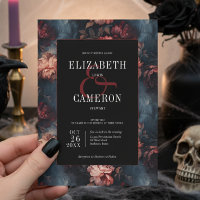 Donkergotische  Rood & Roze Bloemen Huwelijk