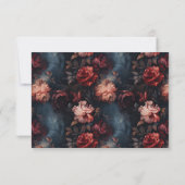 Donkergotische  Rood & Roze Bloemen Huwelijk QR RSVP Kaartje (Achterkant)