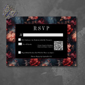 Donkergotische  Rood & Roze Bloemen Huwelijk QR RSVP Kaartje
