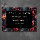 Donkergotische Rood & Roze Bloemen Huwelijk Save The Date