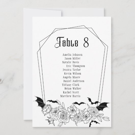 Donkergotische tafel nummer bruiloft zitplaatsen K (Voorkant)