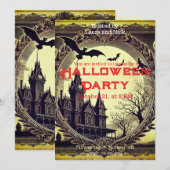 Donkergotische Victoriaans Spooky Halloween Kaart (Voorkant / Achterkant)