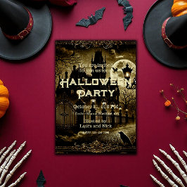 Donkergotische Victoriaans Spooky Halloween Kaart