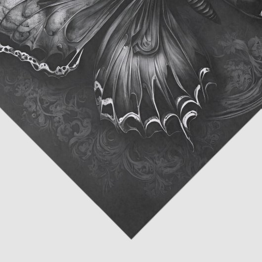 Donkergotische vlinderdecoupage tissuepapier (Detail)