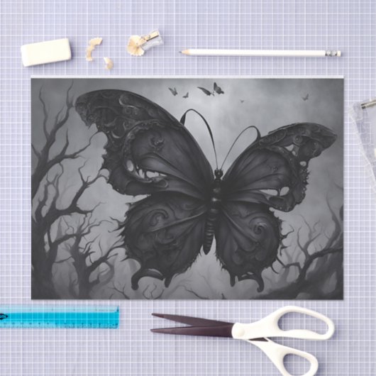Donkergotische vlinderdecoupage tissuepapier (Craft)