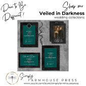 Donkergotische zwarte bloem satijn Damask Blauwgro Save The Date