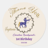 Donkergouden bloem in reliëf Sagittarius Zodiac Ronde Sticker (Voorkant)