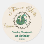 Donkergouden bloem in reliëf Steenbok Zodiac Ronde Sticker (Voorkant)