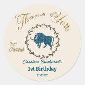 Donkergouden bloem in reliëf Taurus Zodiac Ronde Sticker (Voorkant)