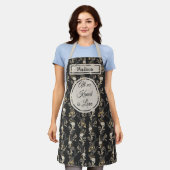 Donkergouden bloemmonogram schort (Gedragen)