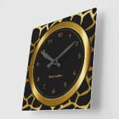 Donkergouden en zwarte Giraffe afdrukken Vierkante Klok (Hoek)