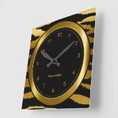 Donkergouden en zwarte Zebra afdrukken Vierkante Klok (Hoek)