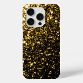 Donkergouden faux glitter schittert iPhone 15 pro case