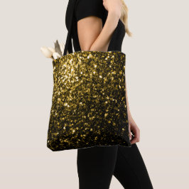 Donkergouden glanzende faux glitter schittert tote bag